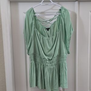 Torrid Light Green Blouse with Crisscross Back